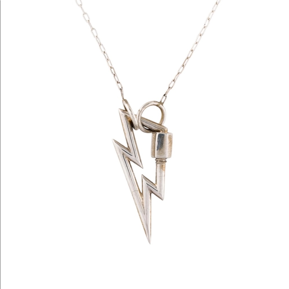 Marla Aaron Bolt lock in sterling silver with a very fine 16” silver chain